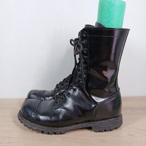Corcoran Boots Mens 9.5 Black Leather Combat Military Lace Up Zipper Vintage USA